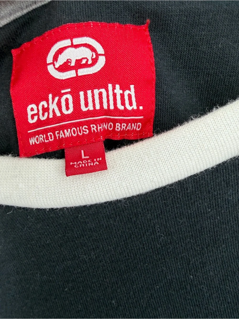 Ecko Unltd. Racing Black White & Red Colorblock Graphic Tee - large